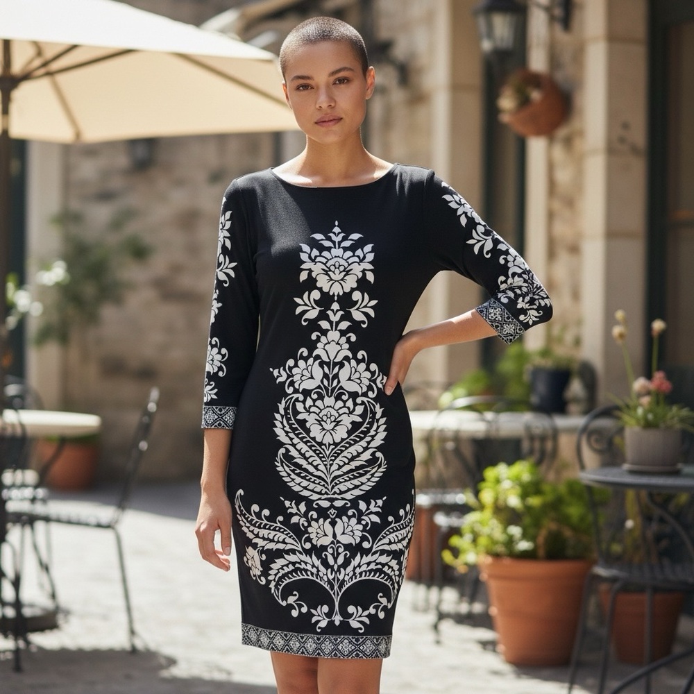 🌻 London Times ¾ Sleeve Shift Dress #155